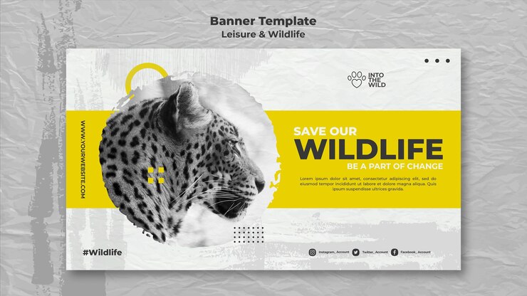 PSD gratuito banner orizzontale per la protezione della fauna selvatica e dell'ambiente