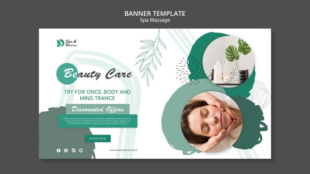 Banner orizzontale per massaggio termale con donna