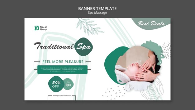 Banner orizzontale per massaggio termale con donna