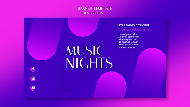 Banner orizzontale sfumato per festival di serate musicali