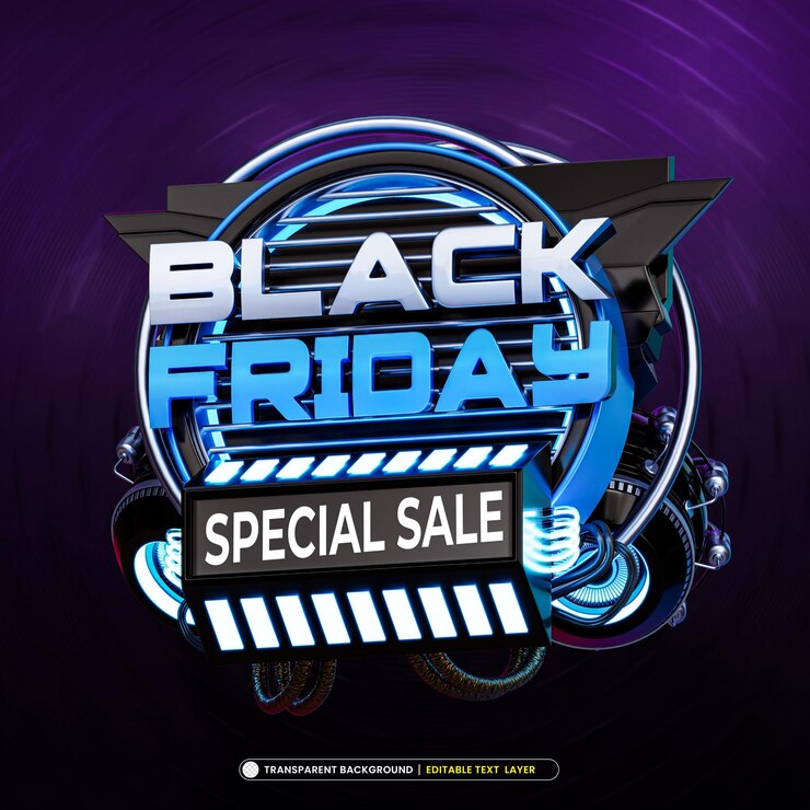 PSD Gratis banner penjualan black friday dengan efek teks yang bisa diedit