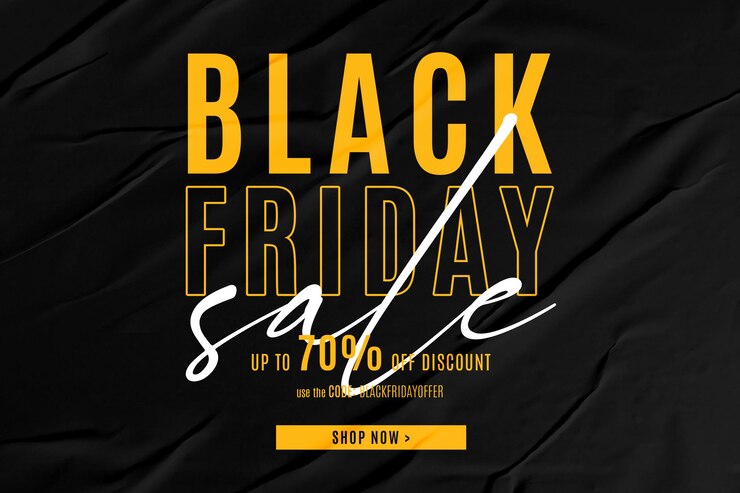 PSD Gratis banner penjualan black friday dengan latar belakang dicat akrilik kuning