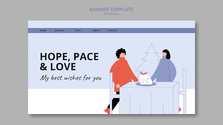 PSD Gratis banner perayaan natal desain datar