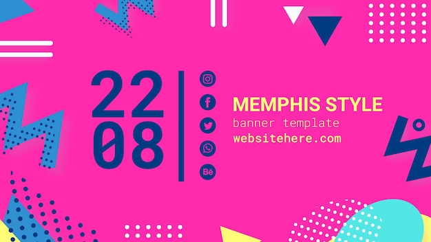 Banner plano rosa estilo memphis