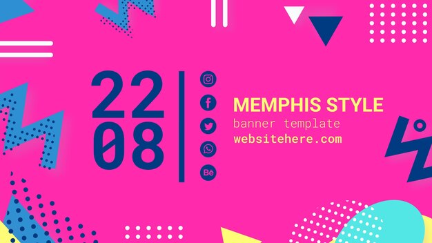 Banner plano rosa estilo memphis