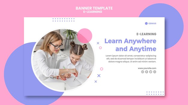 Banner de plantilla de anuncio de e-learning