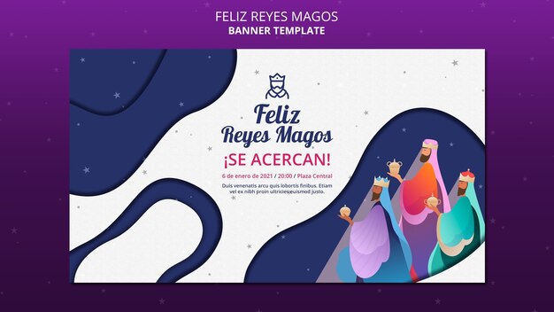 Banner de plantilla de anuncio de feliz reyes magos