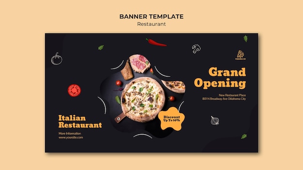 PSD gratuito banner de plantilla de anuncio de restaurante italiano