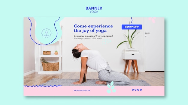 PSD gratuito banner de plantilla de clases de yoga