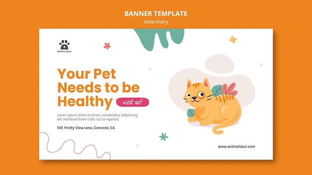 PSD gratuito banner de plantilla de clínica veterinaria