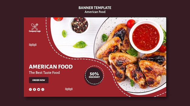 PSD gratuito banner plantilla comida americana