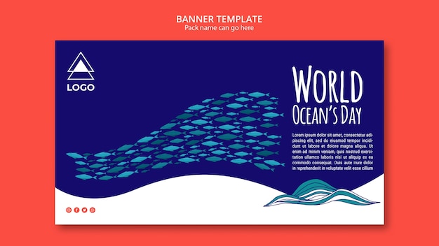 Banner de plantilla del día mundial del océano