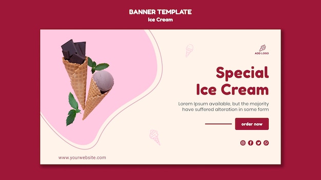 PSD gratuito banner de plantilla de helado