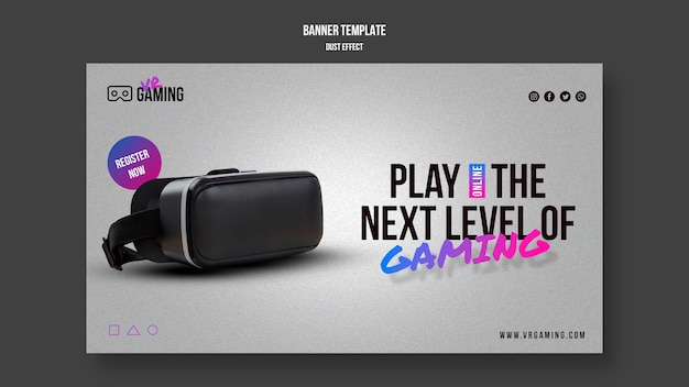 PSD gratuito banner de plantilla de juegos de realidad virtual