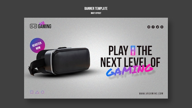 Banner de plantilla de juegos de realidad virtual