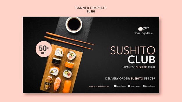 Banner de plantilla de restaurante de sushi