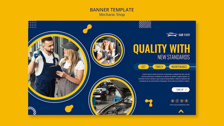 PSD gratuito banner de plantilla de taller mecánico