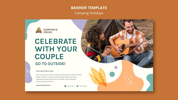PSD gratuito banner de plantilla de vacaciones de camping