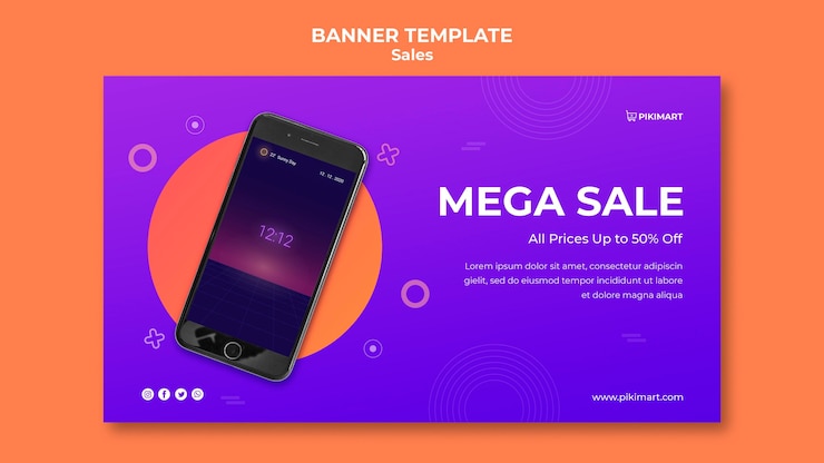 PSD gratuito banner de plantilla de venta de compras