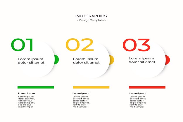 Banner de presentación de infografía de tres pasos