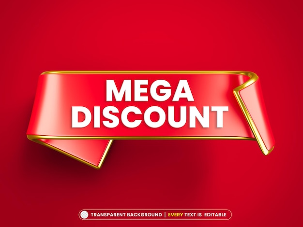 Banner de promoción de cinta de mega descuento con texto editable