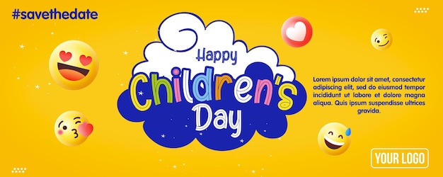 PSD gratuito banner de publicación en redes sociales feliz día del niño