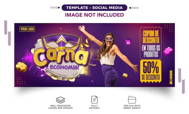 PSD gratuito banner de redes sociales economía de carna con cupón de descuento de 50