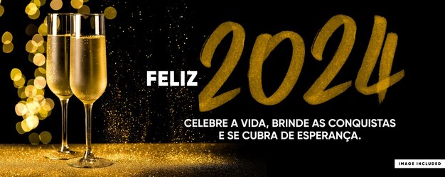 banner de redes sociales feliz 2024 celebra la vida