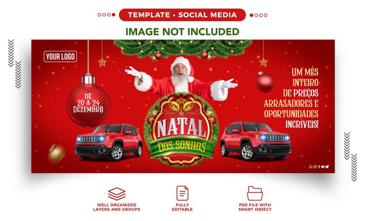 PSD gratuito banner de redes sociales instagram dream christmas para agencia de autos