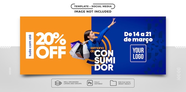 Banner de redes sociales semana del consumidor con 20 de descuento