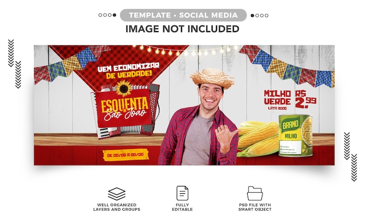 PSD gratuito banner de redes sociales st john's heat para festa junina