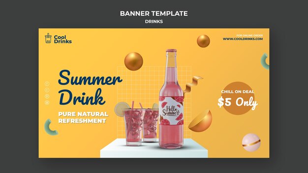 Banner de refresco puro de bebidas de verano.