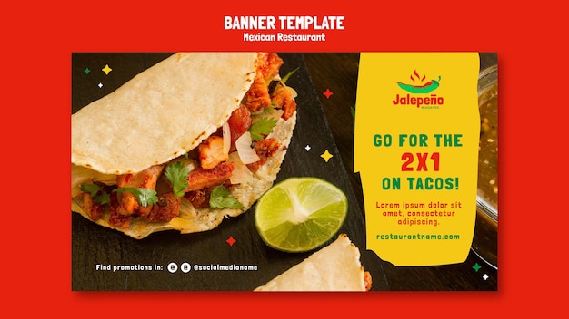 PSD gratuito banner de restaurante mexicano