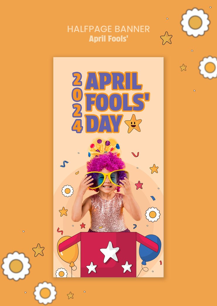 PSD Gratis banner setengah halaman perayaan april mop desain datar