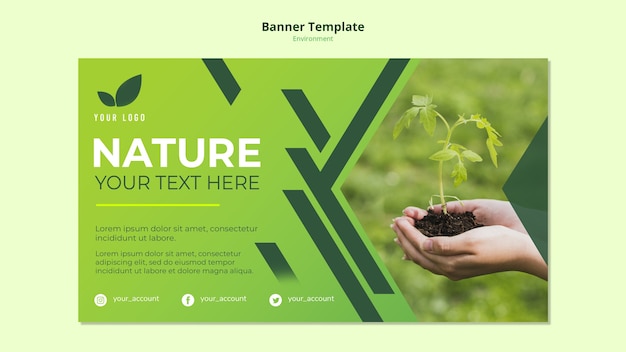 Gratis PSD banner sjabloon concept van groene natuur