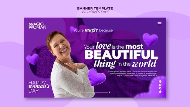 Gratis PSD banner sjabloon concept voor dames dag evenement