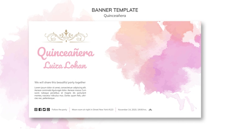 Gratis PSD banner sjabloon quinceanera partij