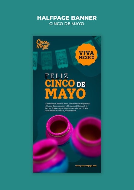 Gratis PSD banner sjabloon voor de viering van cinco de mayo