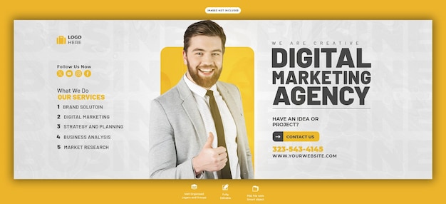 Gratis PSD banner sjabloon voor digitale marketingbureaus en bedrijfs facebook-omslag
