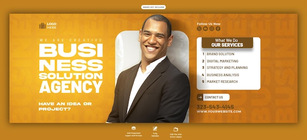 Gratis PSD banner sjabloon voor digitale marketingbureaus en bedrijfs facebook-omslag