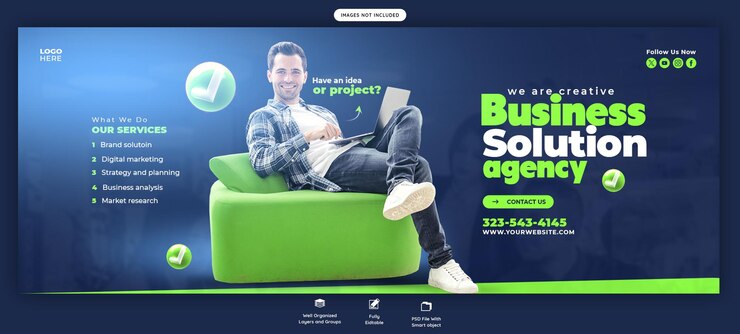 Gratis PSD banner sjabloon voor digitale marketingbureaus en bedrijfs facebook-omslag