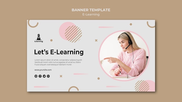 Gratis PSD banner sjabloonontwerp e-learning concept