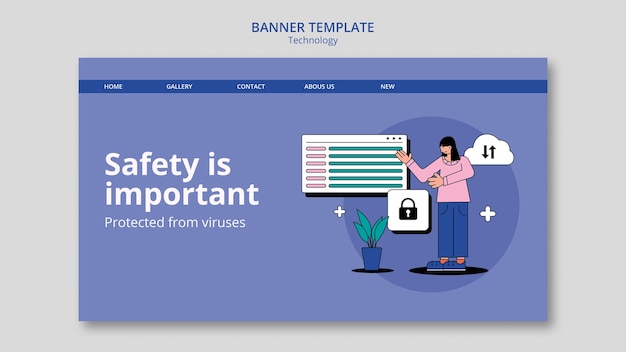 Banner de soluciones tecnológicas de diseño plano