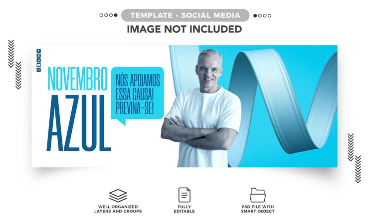 PSD gratuito banner sui social media post novembre blu sosteniamo questa causa