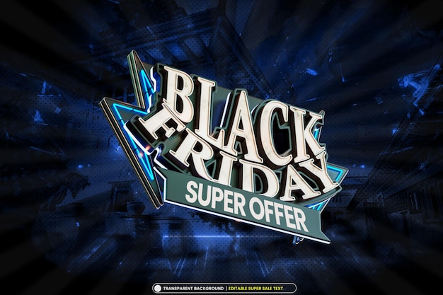 PSD gratuito banner de super oferta de viernes negro con texto editable