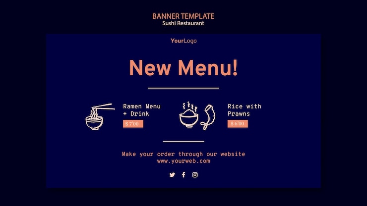 PSD Gratis banner sushi restaurant template