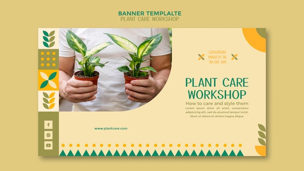 Banner de taller de cuidado de plantas