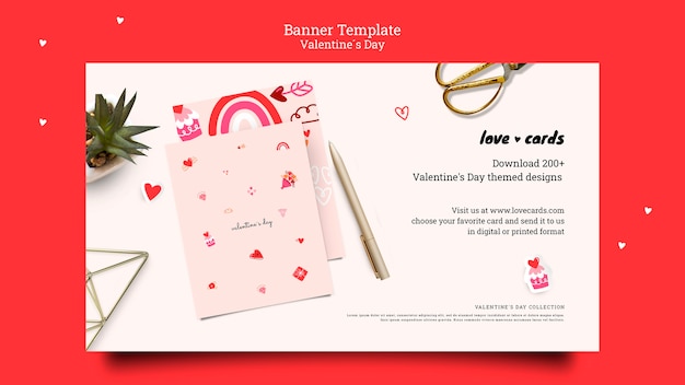 PSD gratuito banner de tarjetas de amor de san valentín