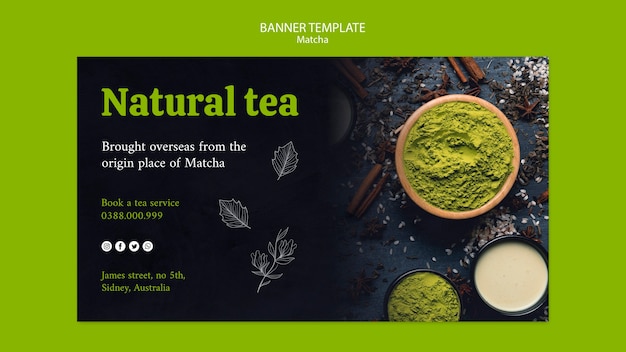 Banner de té de bebida verde natural