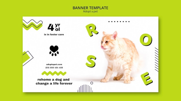 PSD gratuito banner con tema de adopción de mascotas